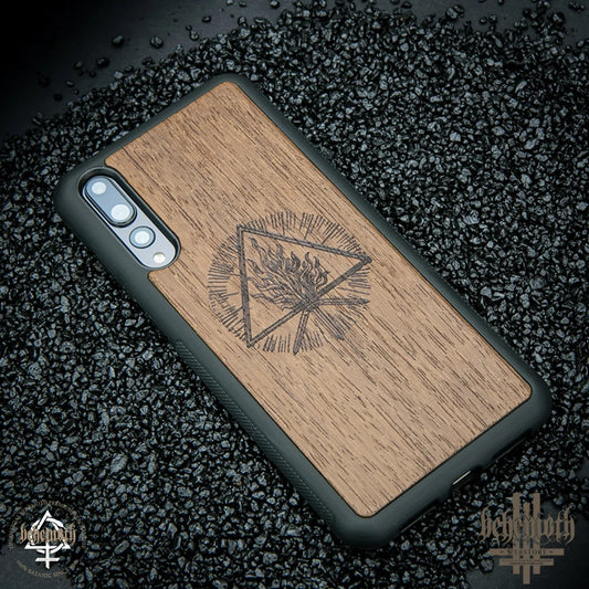 Etui Huawei P20 Pro z drewnianym wykończeniem i logo Behemoth "The Unholy Trinity"